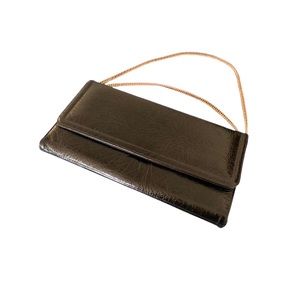 Vintage Black Leather Clutch Purse
